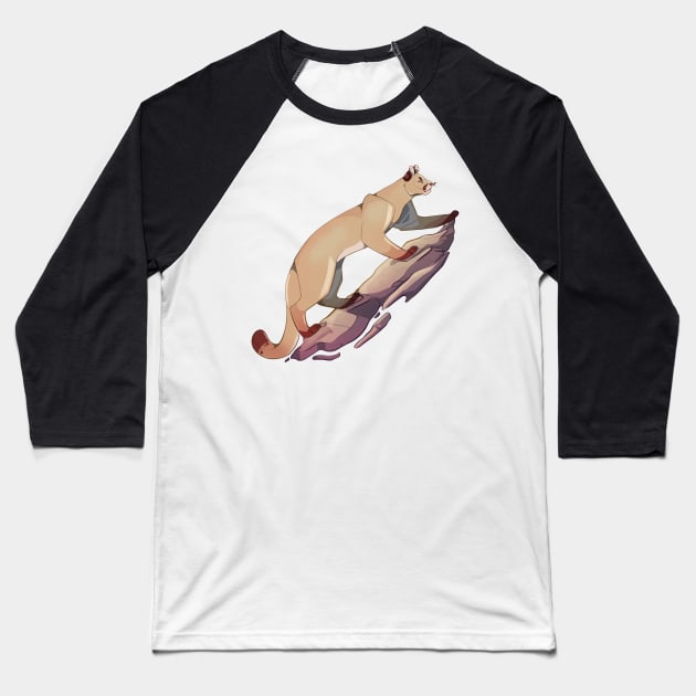 Mountain Lion Climbing Baseball T-Shirt by larkspurhearts